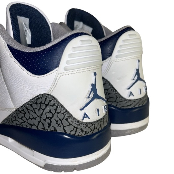 Air Jordan 3 Retro White/Midnight Navy  Mid Top Sneakers, CT8532-140 Size 10 - Picture 17 of 17